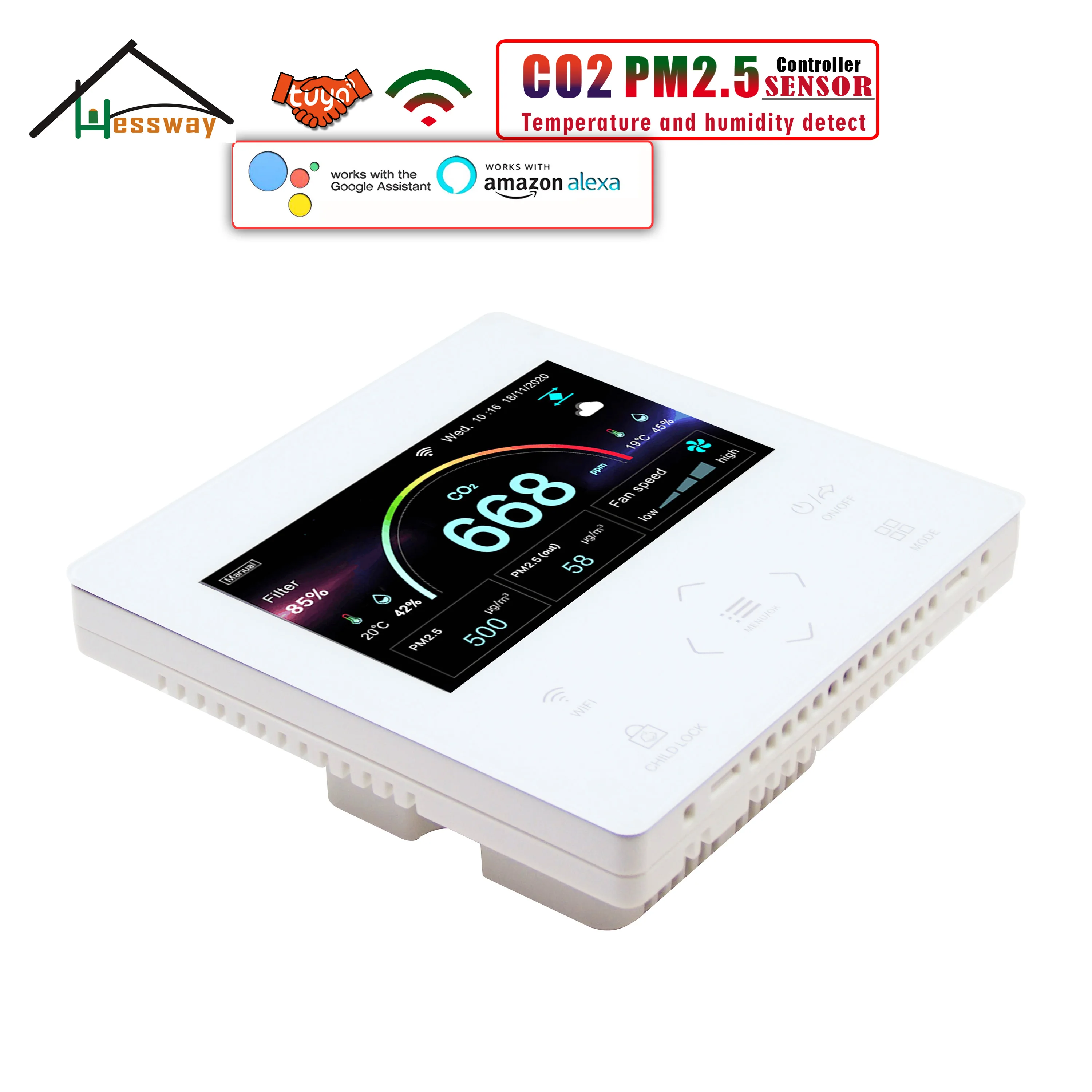 Контроллер датчиков HESSWAY Wi-Fi MODBUS PM2.5 и CO2 для контроля качества воздуха