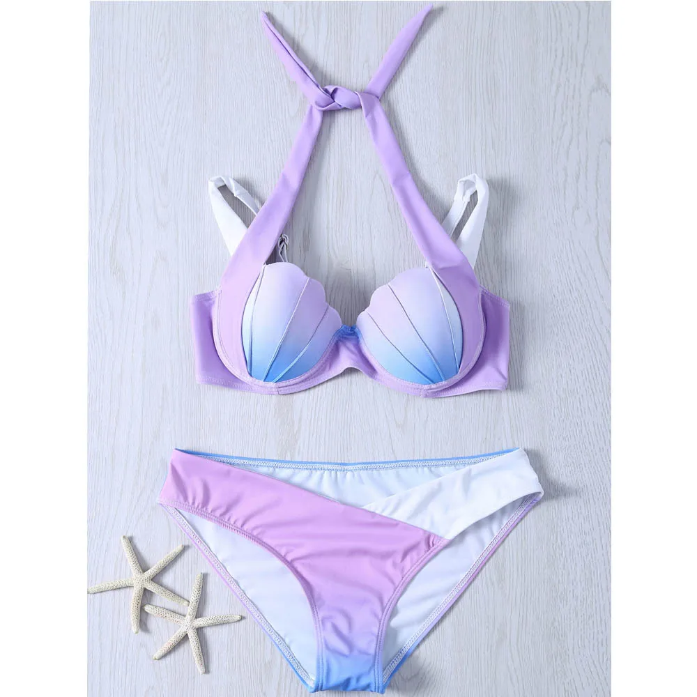 Бикини размера плюс в форме ракушек набор бикини Русалочки пляжная одежда