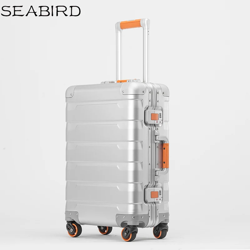SEABIRD 100% Алюминиевый Чемодан на колесиках с жесткой ручкой Дорожный чемодан 20