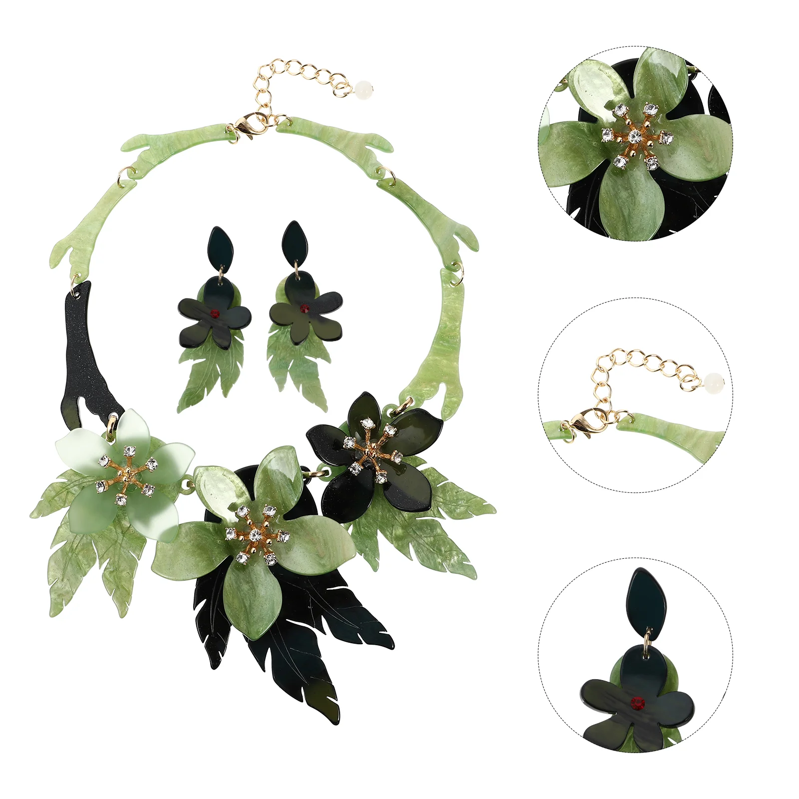 

1 Set Bohemian Style Earrings and Necklace Flower Pattern Necklace Earrings