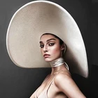 Женская шляпа с козырьком от солнца с большими полями, модные соломенные кепки для шоу, большие поля 12 см, праздничная пляжная шляпа с регулируемой лентой