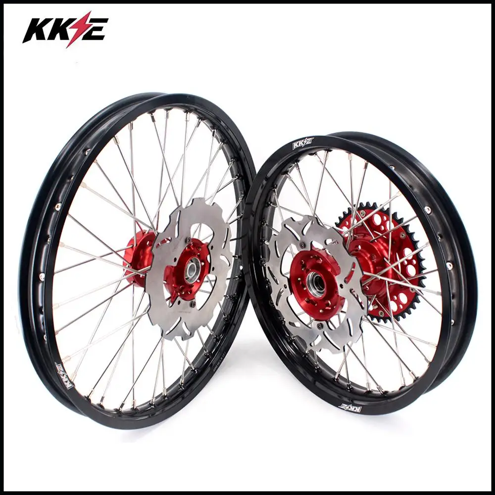 Колесные диски KKE 21/18 для мотоцикла HONDA CRF250X 2004-2017 CRF450X 2005-2017 красные звездочки |