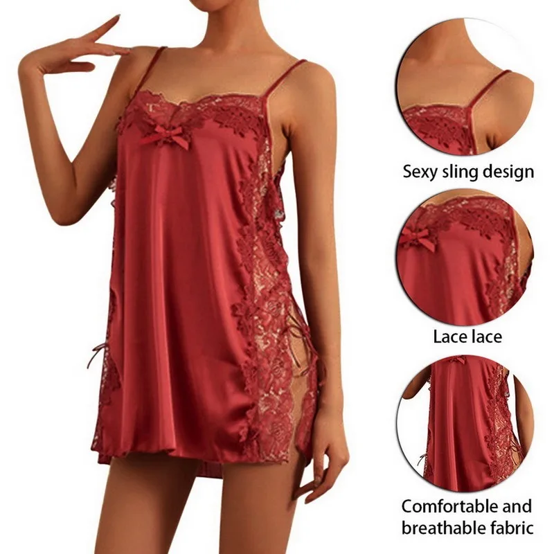 

2021New Women's Home Clothes Flowers Lace Lingerie Sexy Nightie Exotic Nightdress Sleepwear Women Summer Sleeveless Pyjama Femme