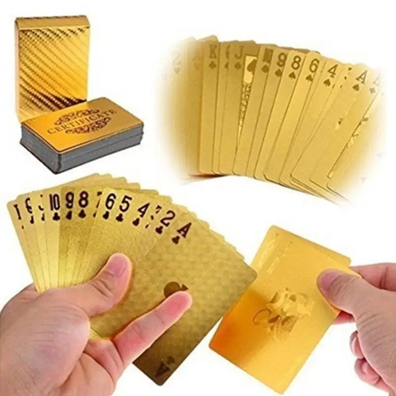 

Geometric Waterproof 24K Gold Foil Poker Playing Cards For Casino Party