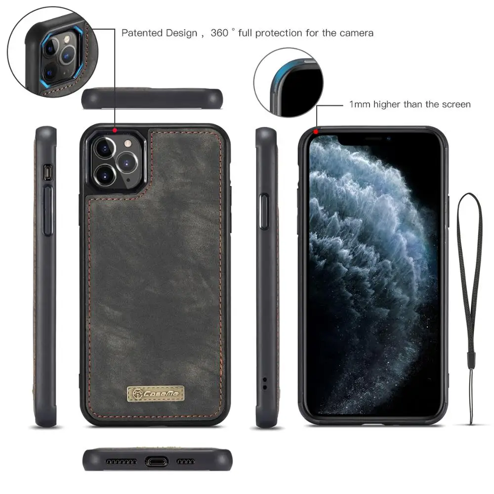 Кожаный чехол кошелек CaseMe в стиле ретро подходит для iphone 11Pro XS XR Max кожаный