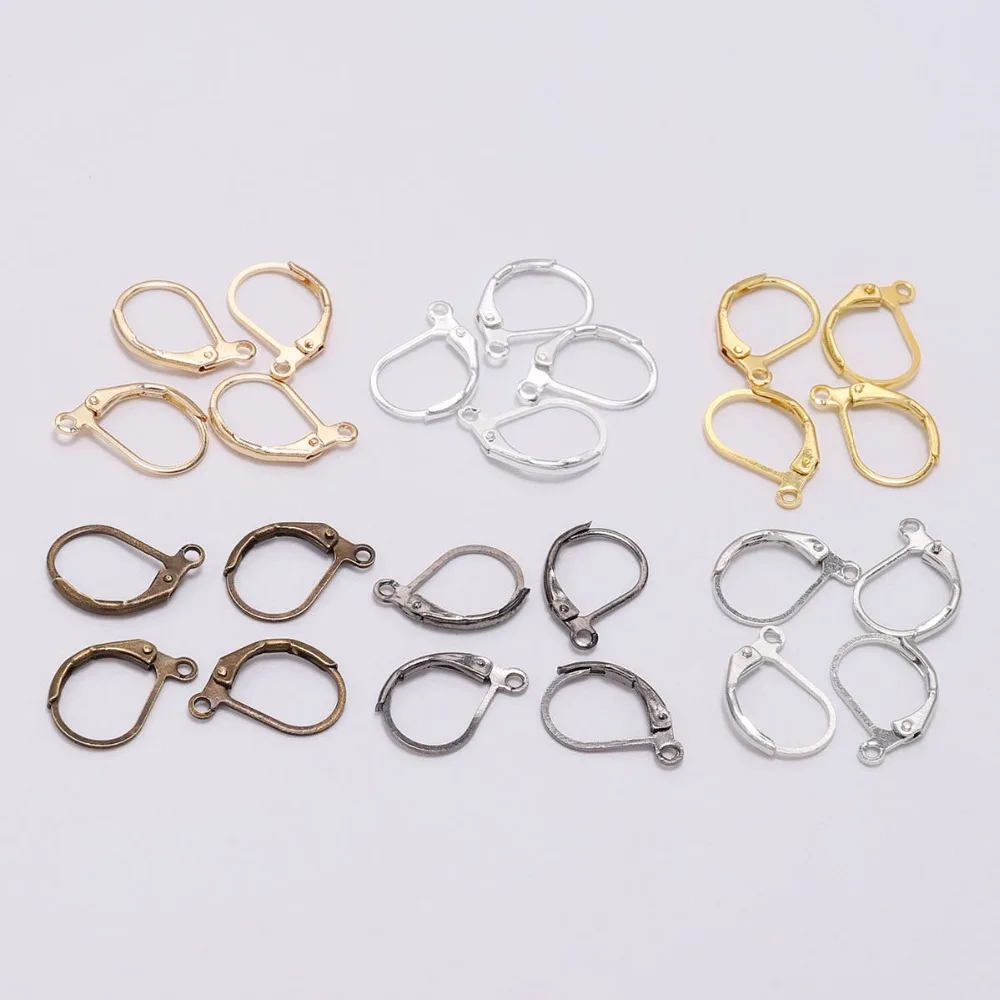 

Hooks Wire Lobster Clasps Hooks DIY Jewelry Material 15*10mm DIY French Lever Earring 20pcs Earrings Settings Base Hoops
