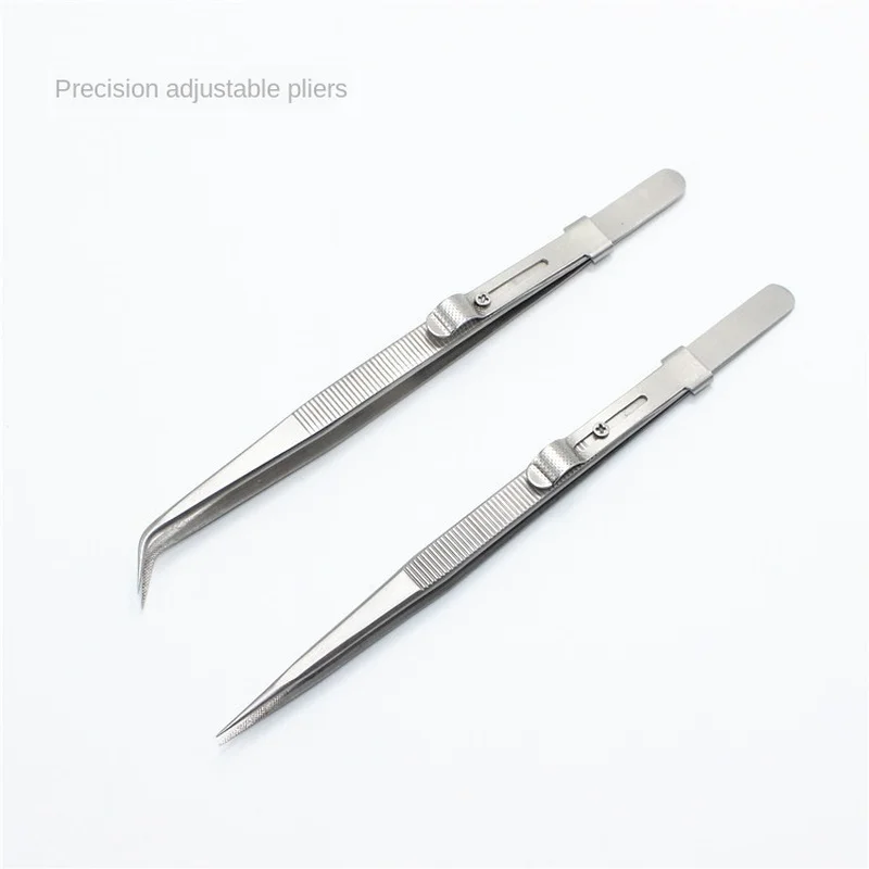 

Non-slip Diamond Tweezers Jewelry Tweezers Elastic Stainless Steel Slotted Tweezers Gemstone Diamond Clip with Toothed Tools