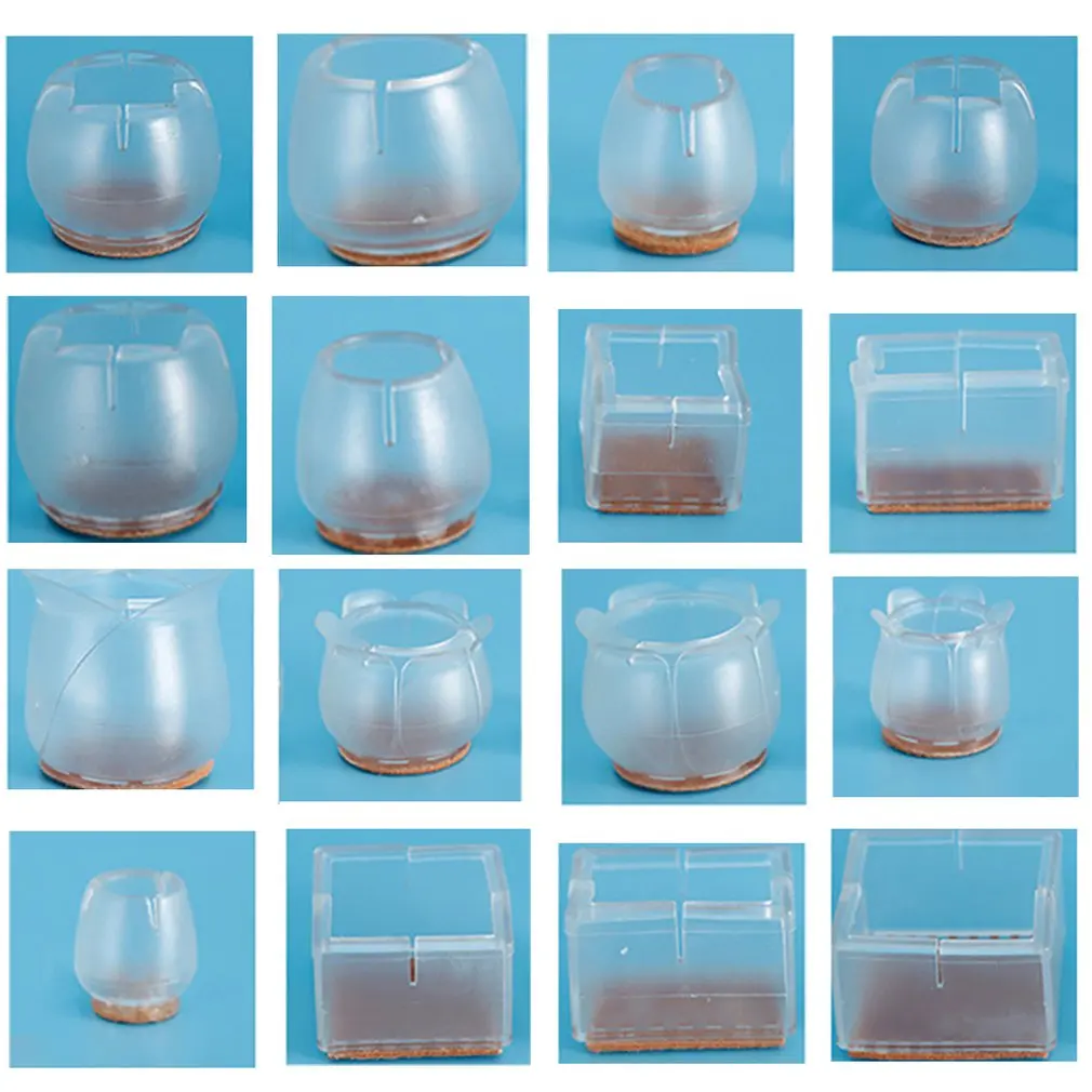 

Chair Leg Wood Floor Protectors Chair Feet Glides Furniture Carpet Saver Silicone Caps Tips with Felt Pads