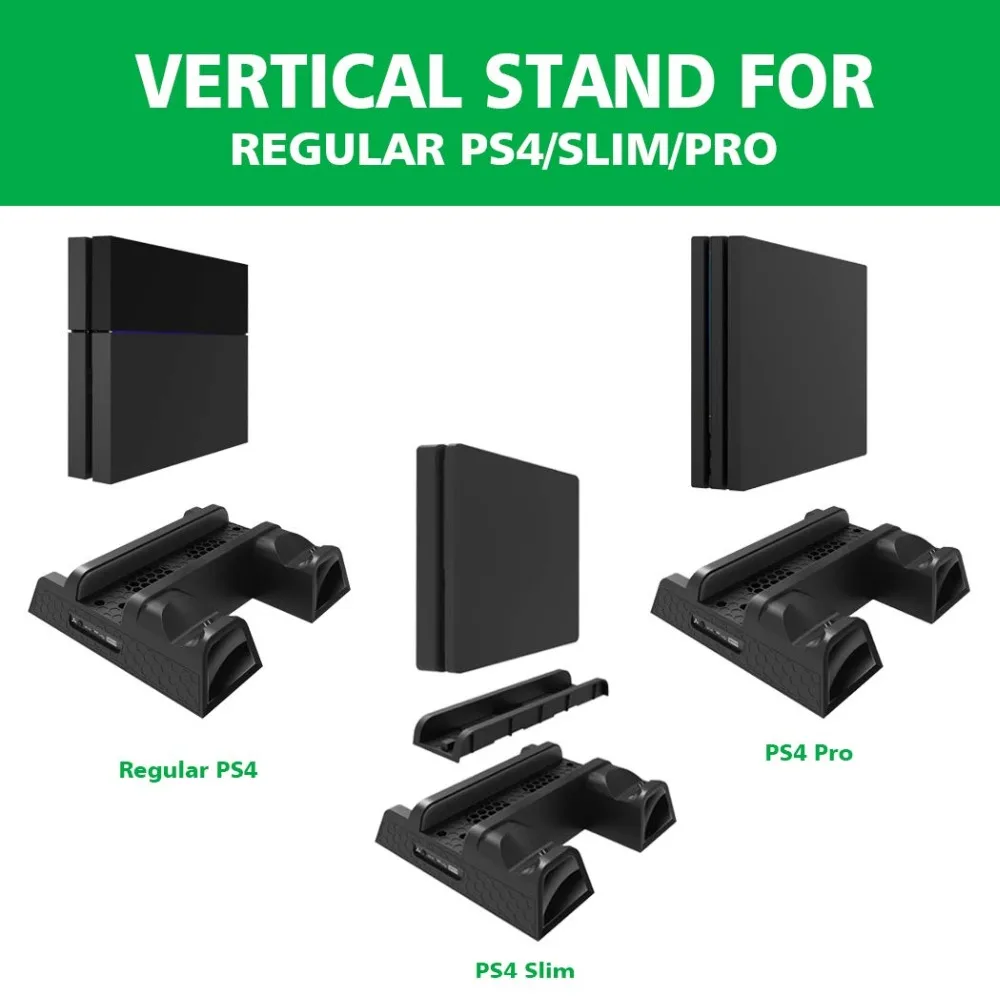 PS4/PS4 Slim/PS4 Pro контроллер зарядное устройство консоль вертикальная подставка охлаждающий вентилятор зарядная станция для SONY Playstation 4