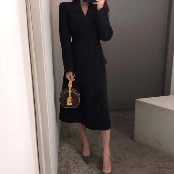 Новый весенне-осенний Модный повседневный Женский Тренч Длинная Верхняя одежда