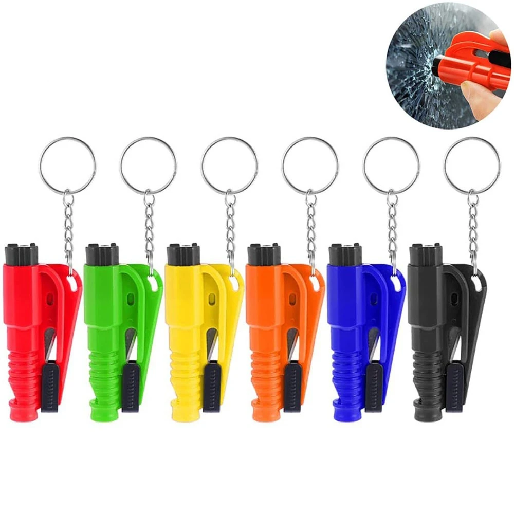 

3 In 1 Car Safety Hammer Keychain Mini Car Window Glass Breaker Rescue Hammer Seat Belt Cutter Auto Life-Saving Escape Tool New