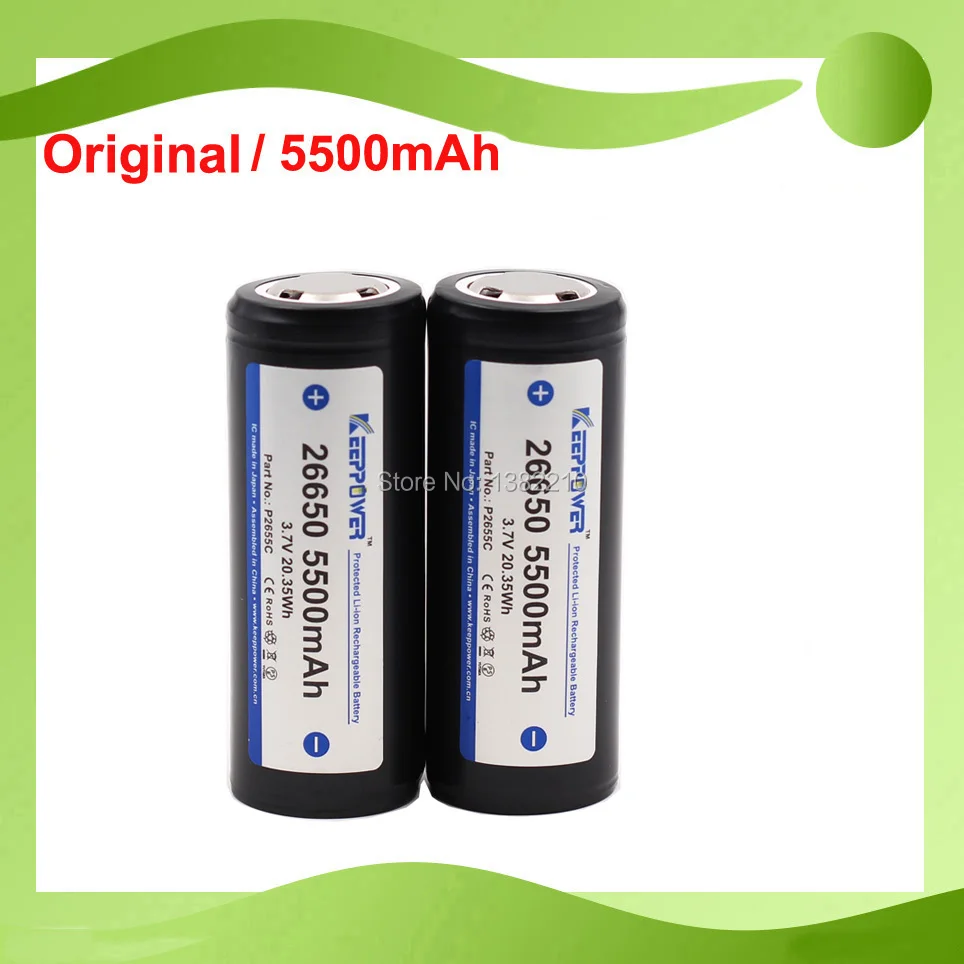 Оригинальный фонарик Keeppower 2 шт. 3 7 В 26650 ICR26650 5500 мАч защищенный для CONVOY L6