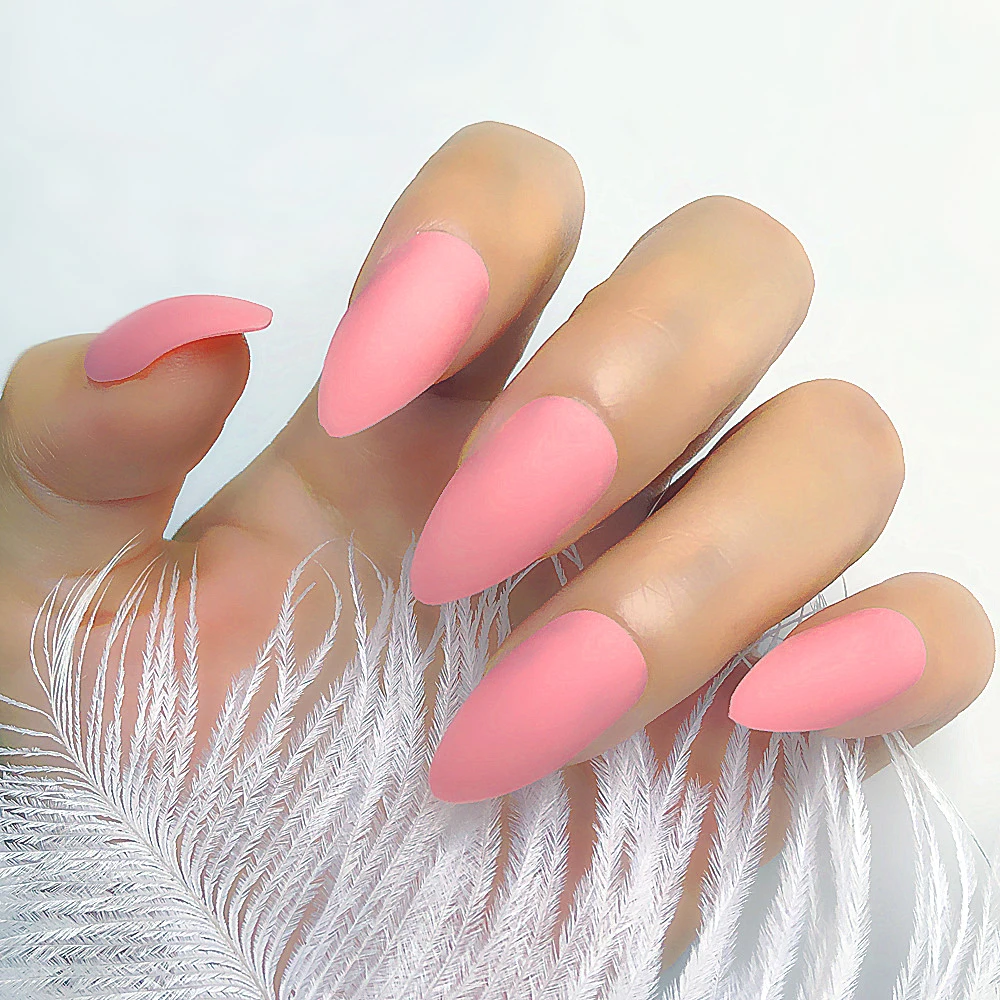 Nude pink 08 Гроб 15 цветов на шпильке; матовые маникюрный темно-синие Ботинки на каблуке-шпильке искусственные ногти ластик сенсорный экран 24 шт./компл - Цвет: Nude pink 08