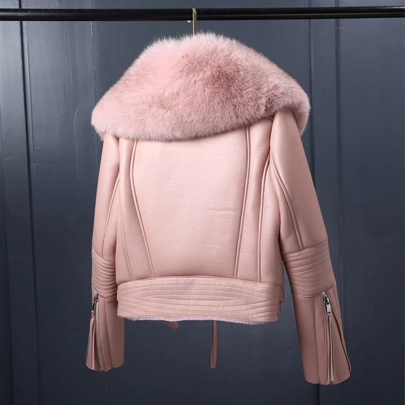 Куртка женская из искусственной овчины Короткая кожаная куртка с 2019 меховым
