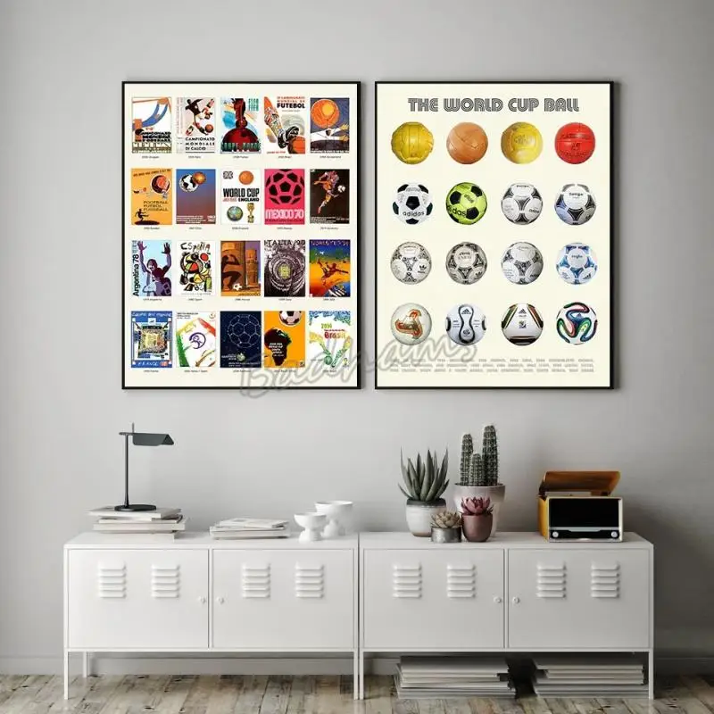 

Canvas Painting World Cup History Football Poster Printing Minimalist Art Wall Modern Home Sports Student Bedroom Decoration