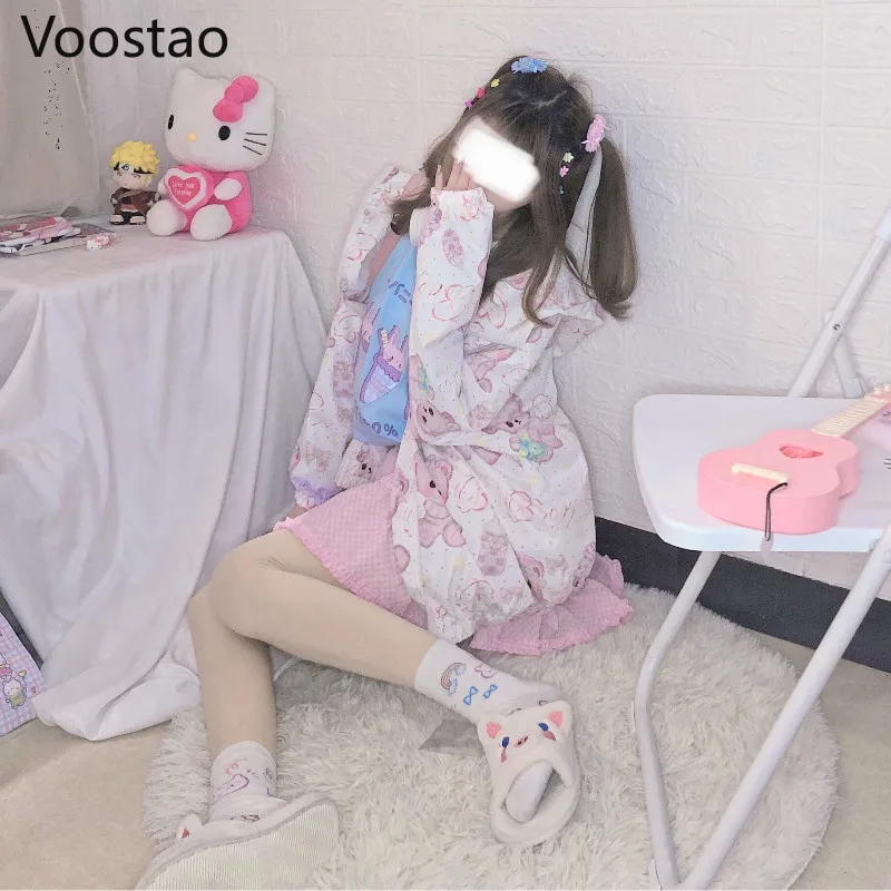 Толстовка женская с капюшоном тонкая свободная Милая мультяшная фуфайка на