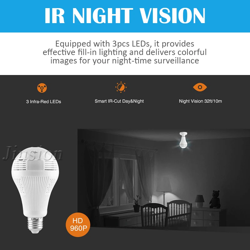 960P беспроводной светодиодный светильник 360 градусов панорамная лампа домашняя