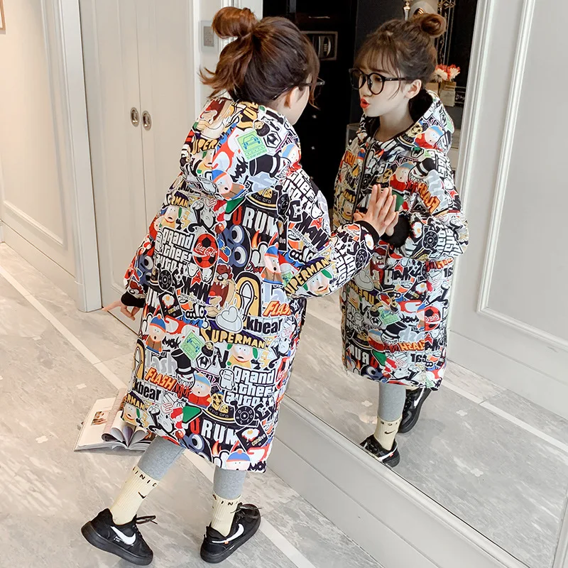 

New Fashion Girls Winter Jacket Children Warm Hooded Long Coat Kids Double-sided Wear Casual Jackets Clothes Girls Thick Parkas