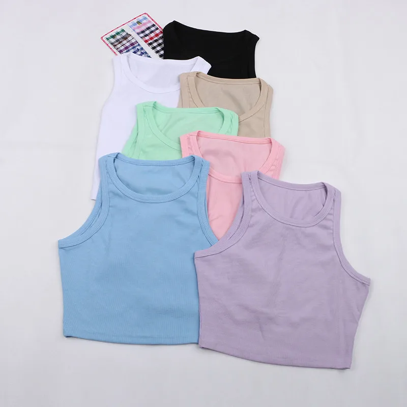 Женский укороченный топ Nadafair вязаный однотонный ярких цветов с круглым вырезом