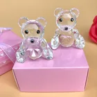 1 шт. х фигурки медведя Тедди с розовым кристаллом в подарочной коробке, сувениры для новорожденных девочек на праздник, подарок на крестины, сувениры на день рождения