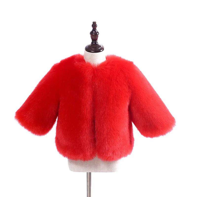Red VFOCHI куртка из искусственного меха для девочек Модное детское теплое пальто с мехом осенне-зимняя куртка для маленьких девочек верхняя одежда с длинными рукавами, куртка из искусственного меха - Цвет: Red