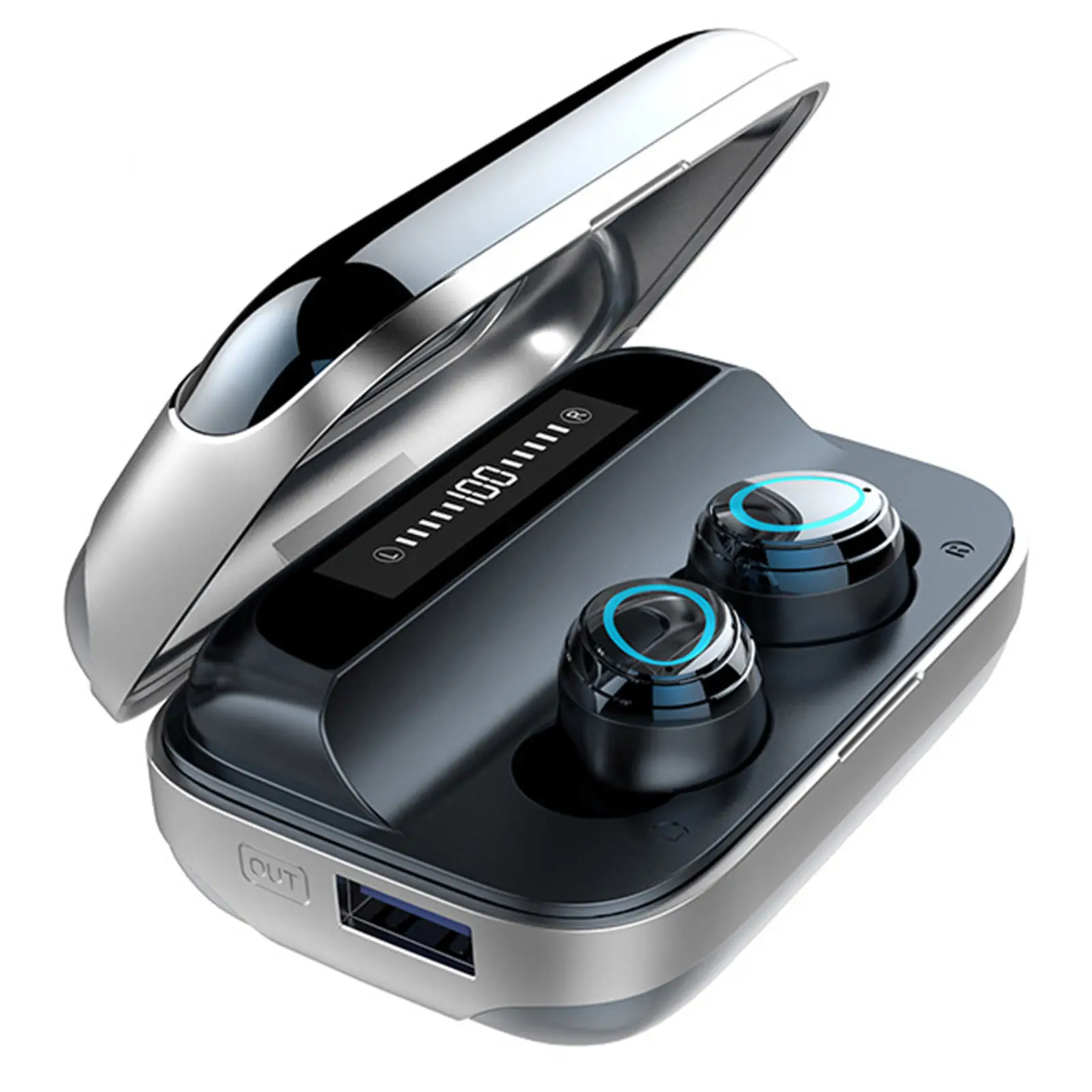 

Bluetooth 5.0 in-Ear Gaming Earbuds Cool Light Touch Control W/Mic Fitness