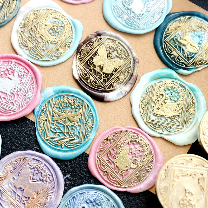 

Starry Sky Butterfly Fire Lacquer seal Wedding Greeting Card DIY Seal Beautiful Starry Sky Cat Sealing Wax Stamp Diameter 3cm