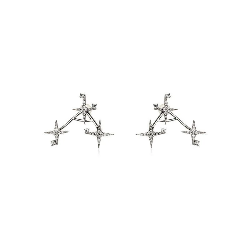 

LIWO Star Earrings Simple Fashion Earrings Personality Four-point Star Earrings Female Elegant Temperament Jewelry Gifts