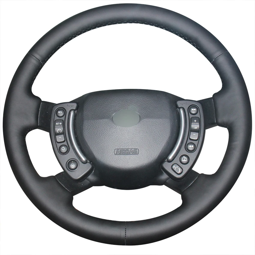 Сшитый вручную черный из натуральной кожи Противоскользящий чехол рулевого