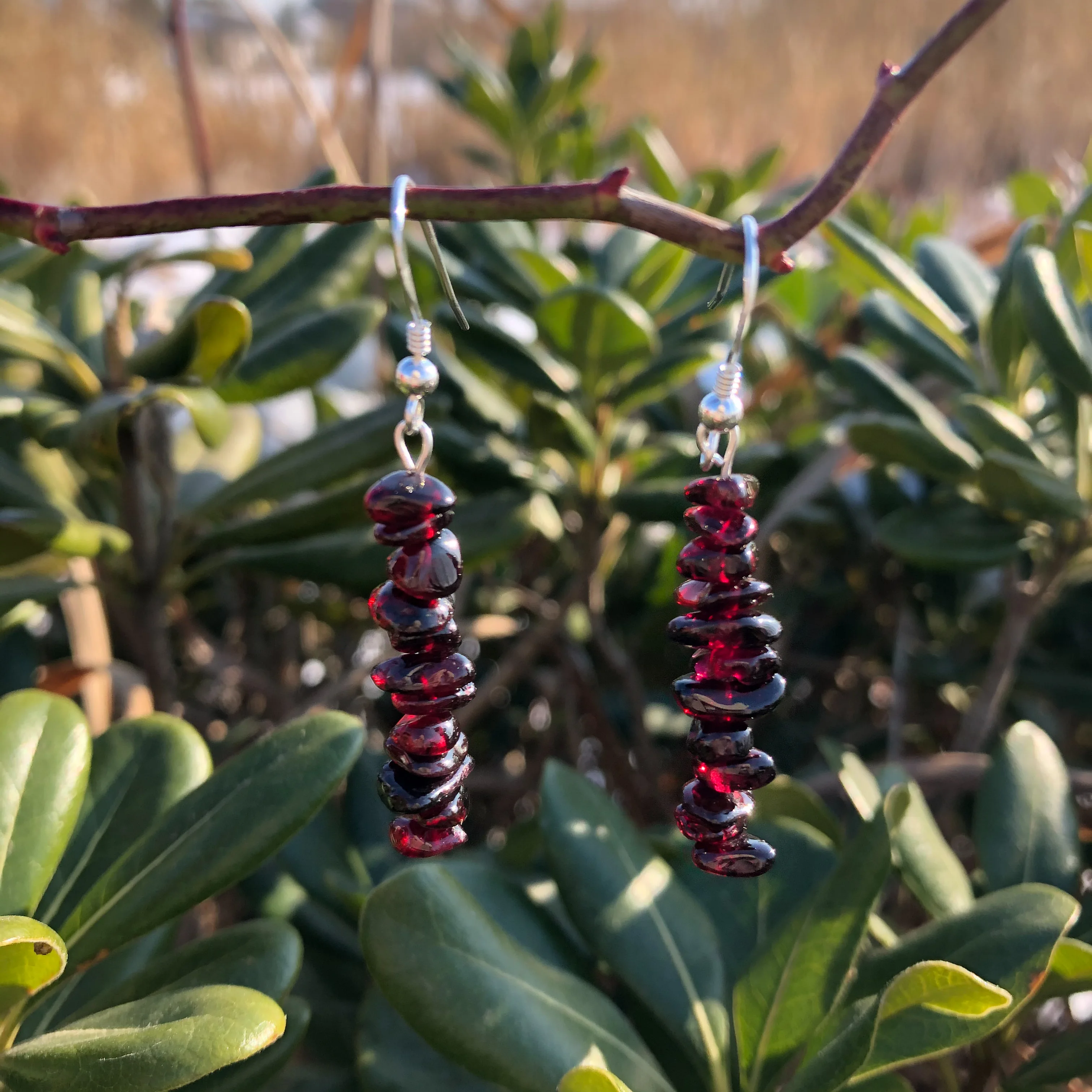 Серьги Fengbaowu из натурального граната гравия кристалл серебра 925 пробы лечебный