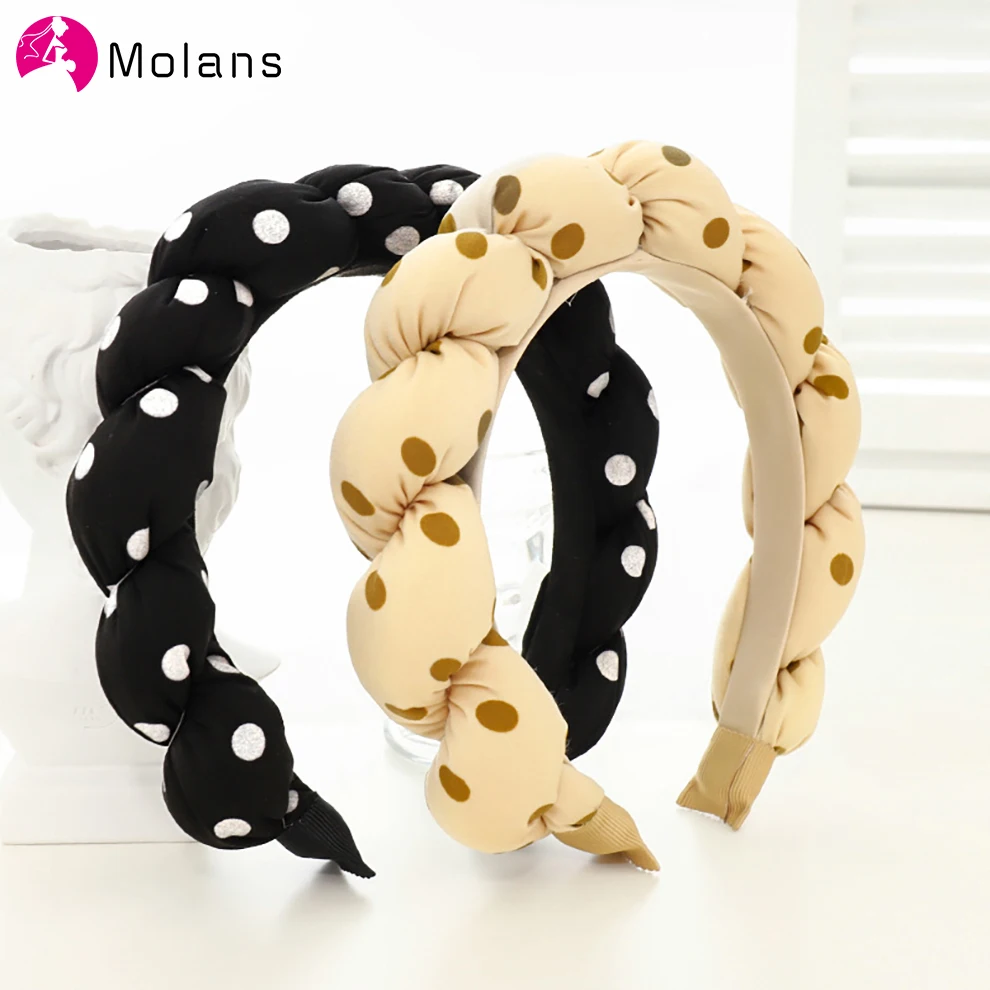 

Повязка на голову женская Molans, однотонная, в горошек, плотная, с мягкой подкладкой, тюрбан, аксессуары для волос