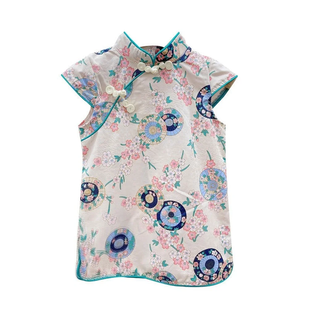 

Baby Cute Girls' Dresses Children Chinese Style Cheongsam Dresses Kids Girl Party Dress For 2021 Girls printing Dresses
