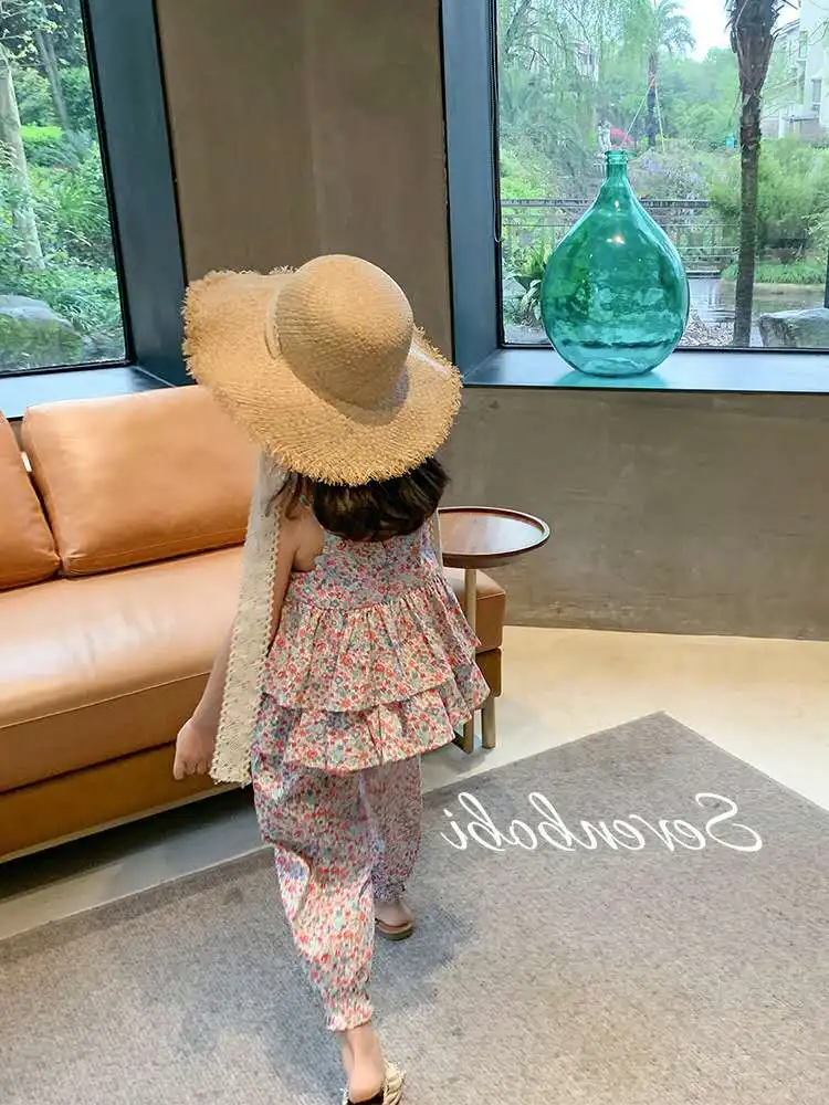 Лето 2020 детская одежда новый костюм на лямках для девочек праздничные