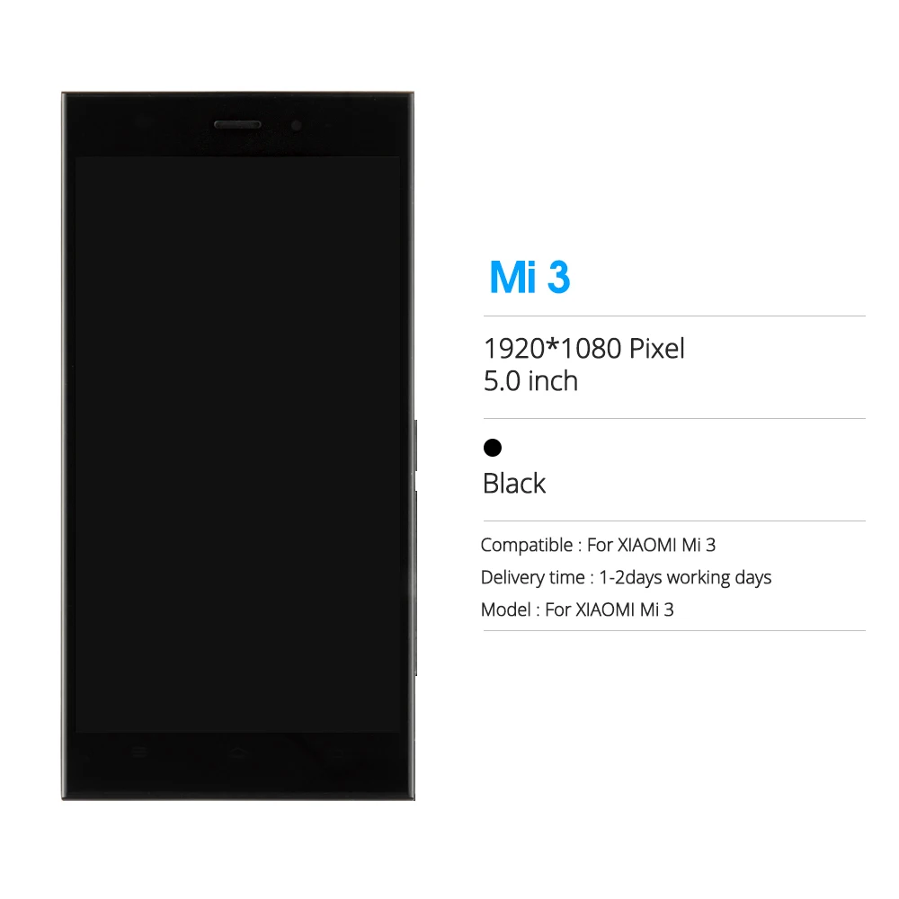 5 0 дюйма Φ WCDMA Mi 3 LCD для XIAOMI Mi3 дисплей сенсорный экран с рамкой Xiaomi сменный ЖК
