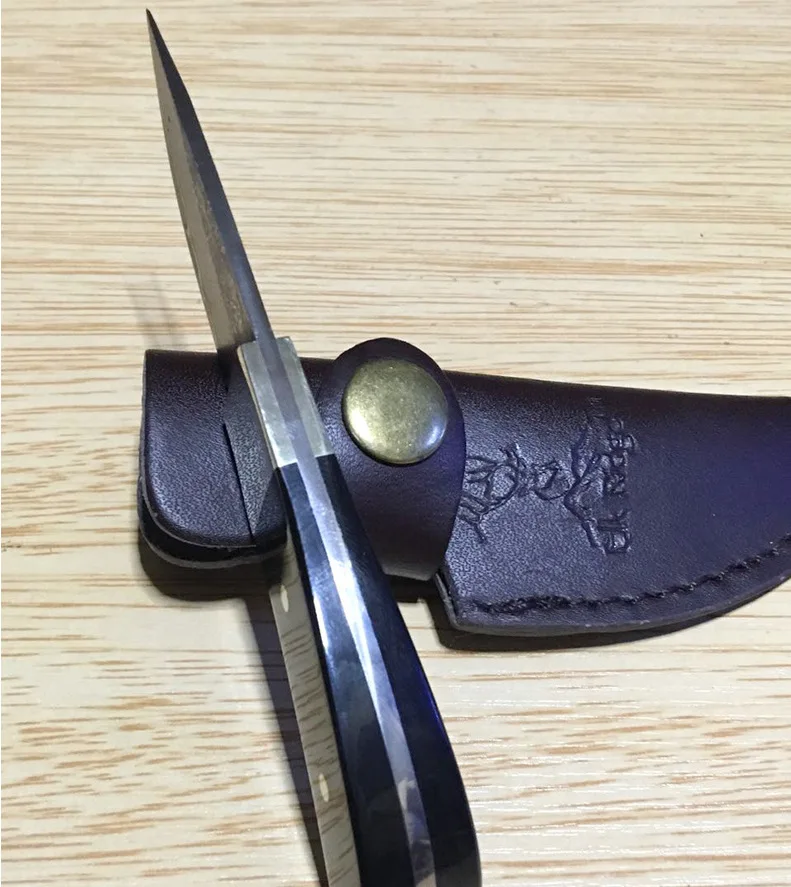 

Damascus steel blade Ebony handle Outdoor Camping knife Portable Survival Hunting knives with leather sheath knives fixed blade