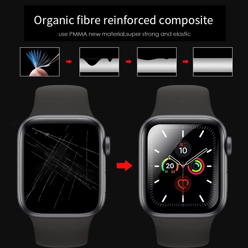 Черная изогнутая защитная пленка для экрана Apple watch 5 4 3 2 1, мягкое покрытие, полное покрытие, iwatch 44 40 38 42 мм, керамическая, устойчивая к царапинам