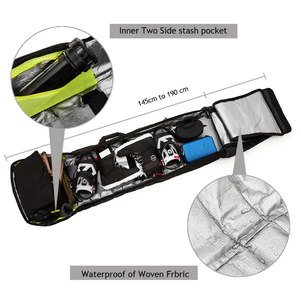 XCMAN Snowboard Bag with Wheels and Locker Reinforced Double Padding Perfect for Road Trips Air Plane Travel |