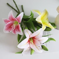 single lily artificial flower hand feeling plastic artificial flower pu lily simulated flower head wedding decoration
