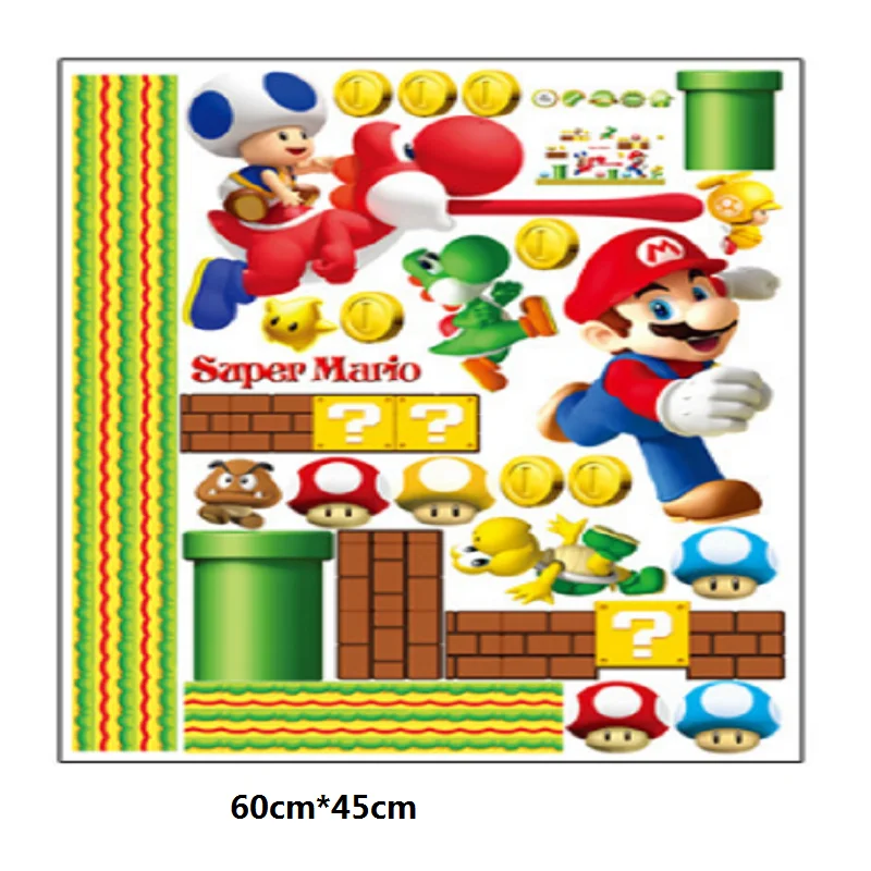 

Cartoon Marios Bros Kids Removable Wall Stickers Decals kids room Nursery Home Decor Mural for Boy Bedroom Living Room Mural Art