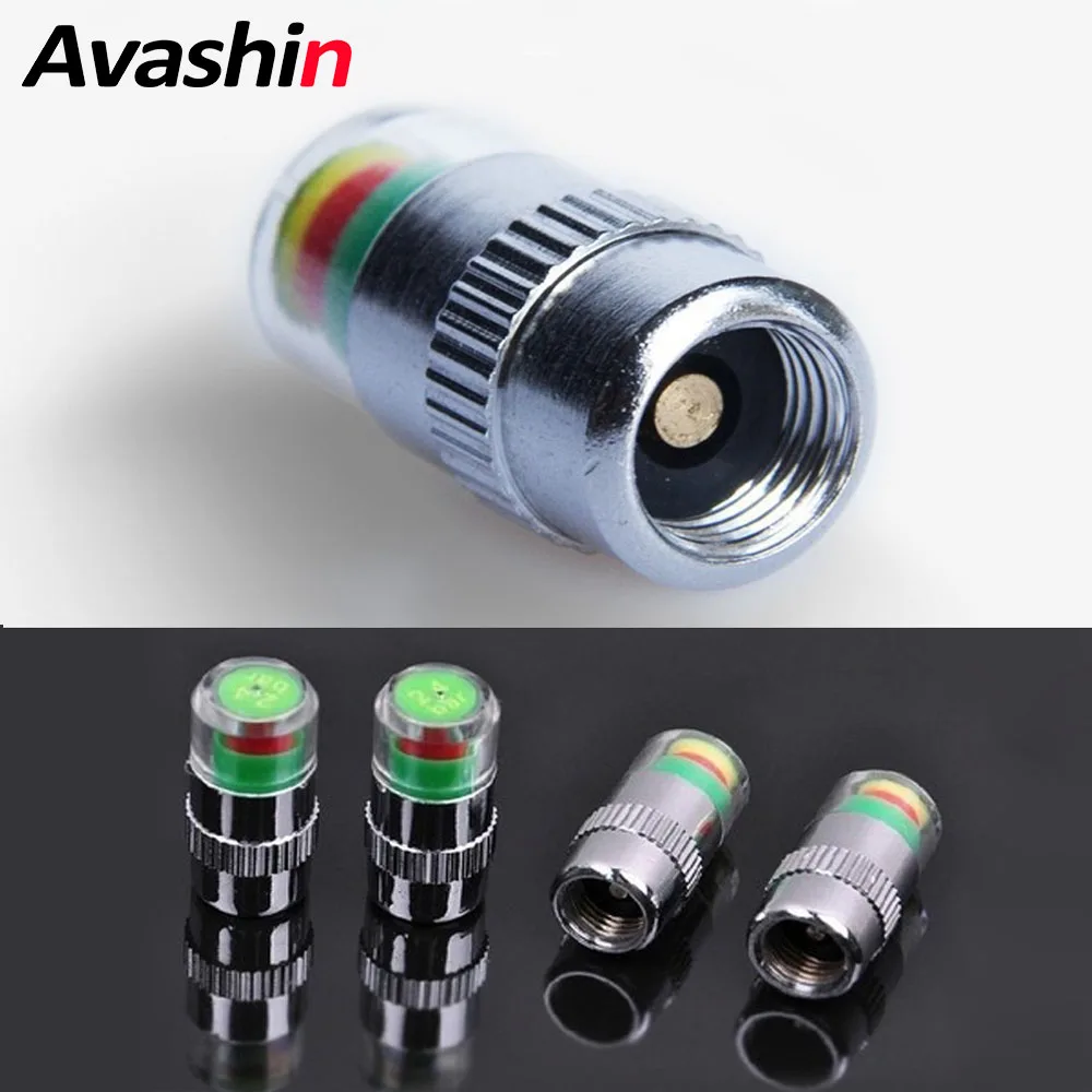 

Car Tire Pressure Monitor Pressure Gauge Indicator Alert Monitoring Valve Cap Sensor Tire Pressure Indicator External Detec 4pcs