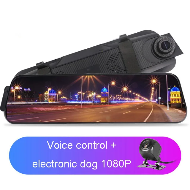electronic dog 1080P SAWTER полный экран сенсорный автомобильный видеорегистратор 10 дюймов Голосовое управление зеркало заднего вида водительский рекордер dvr с радар-детектором реверсивное изображение - Название цвета: electronic dog 1080P