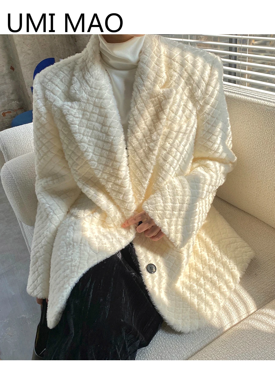 

Вафельная сетка из искусственного меха норки UMI MAO, белый костюм, куртка, женская наплечная подкладка, стеганая куртка, костюм, пальто