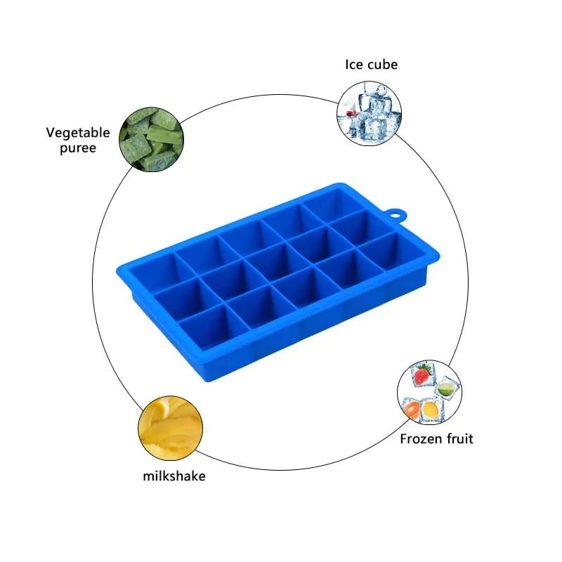 15 Сетки силиконовые лотки с формами для кубиков льда квадратный Форма