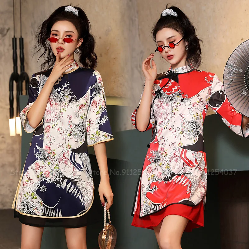 Модная обувь в китайском Стиль РЕТРО ПРИНТ Qipao женские элегантные вечерние