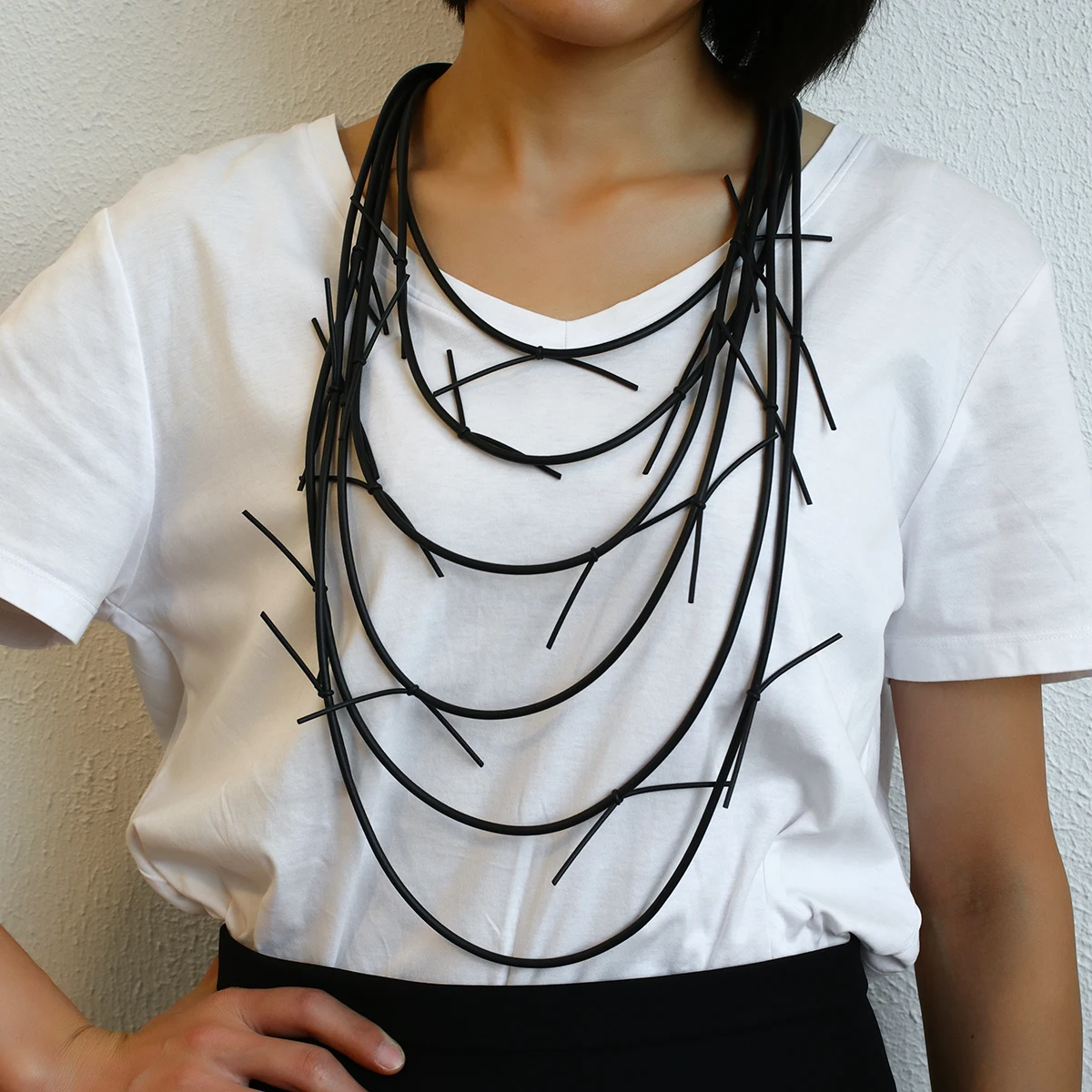 

ALLYES Personality Black Leather Collar Necklace for Women Multilayer Gothic Punk Irregular Statement Necklace Ethnic Jewelry