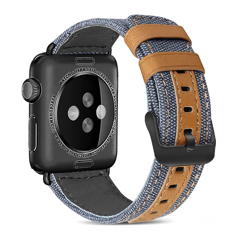 Модный ремешок из ткани и кожи для Apple Watch 38 мм 42 мм для iWatch 40 мм 44 мм Серия 2 3 4 5 ремешок для часов браслет