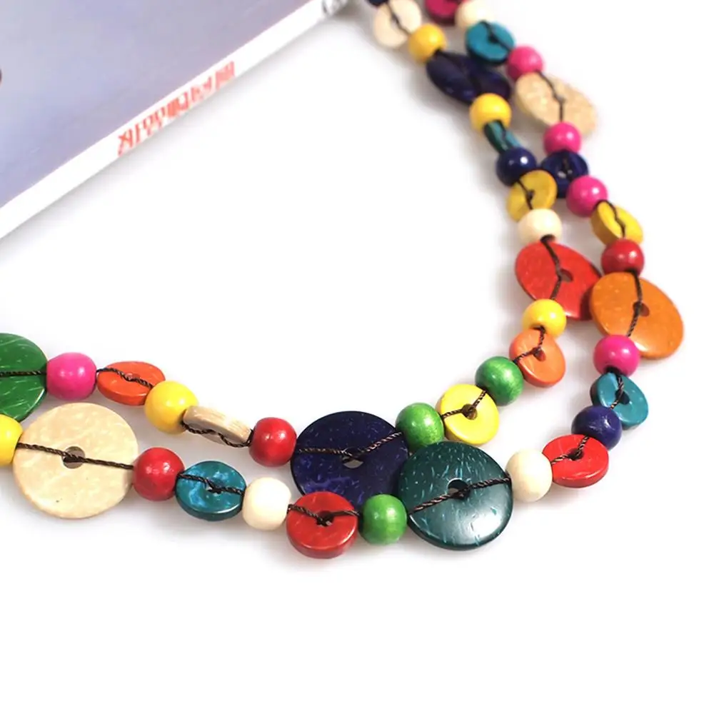 

Bohemian Handmade Long Necklace for Women Wooden Necklace Pendant Party Jewelry Accessories Collar Necklaces Chain Wood