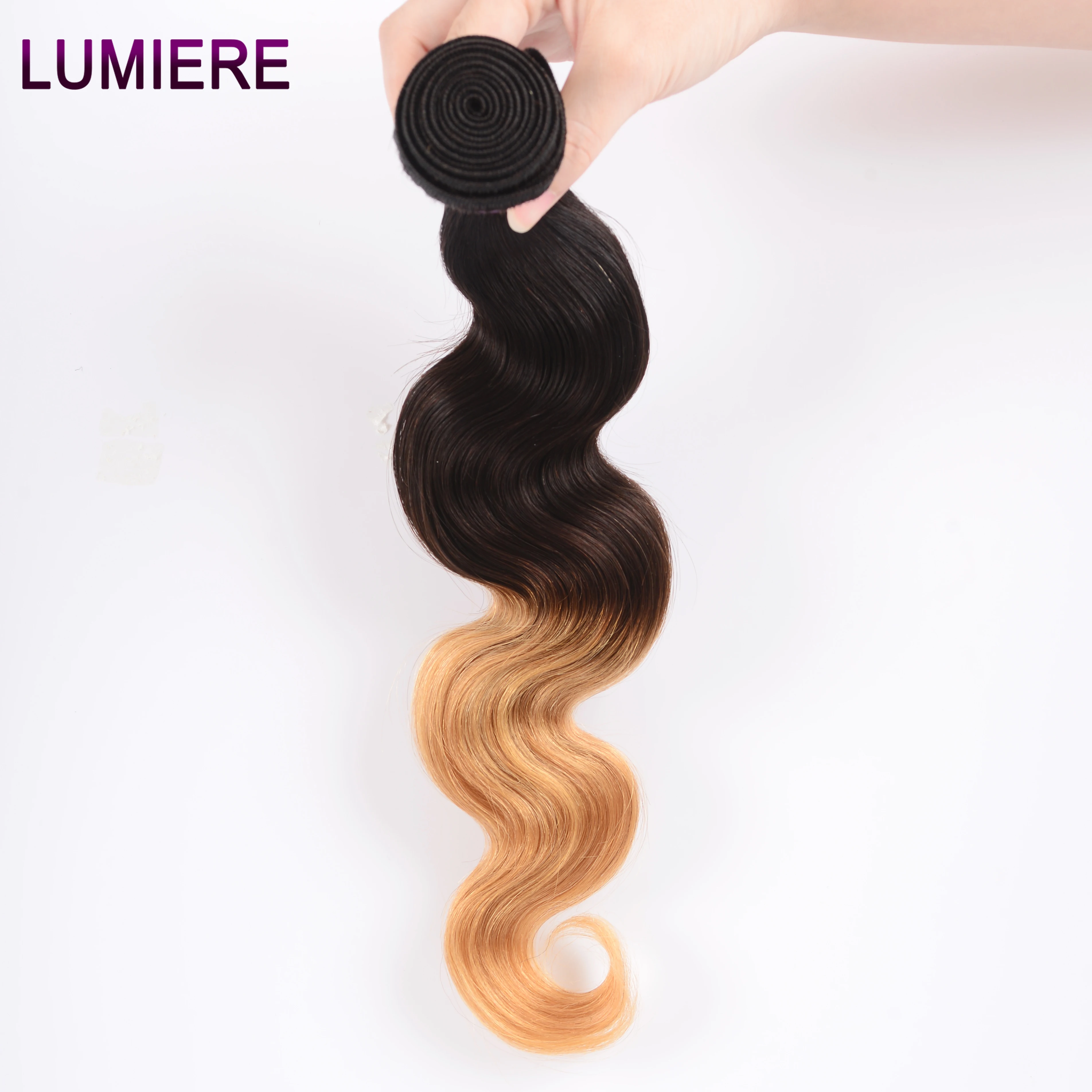 Lumiere волосы Омбре бразильские плетение пряди объемная волна 3 тона T1B/4/27 не Remy