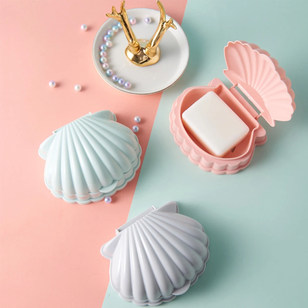 

1PC Fashion Shell Bathroom Soap Box Storage Tray Soap holder Home Shower Soap Plate Case