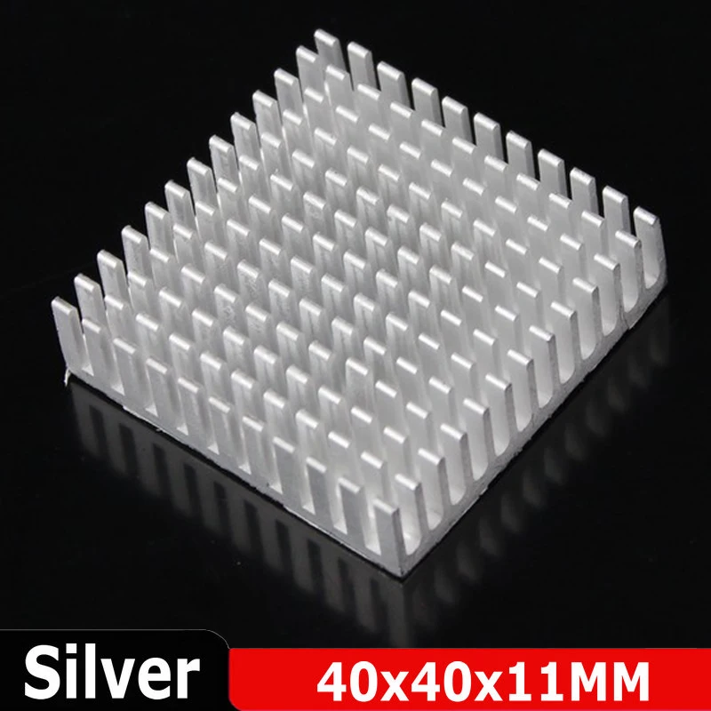 Silver 40x40x11mm 10 шт. 40x40x11 мм 10 мм 40 мм радиатор алюминиевый радиатор охлаждения охладитель экструдированный Radiztor w/лента для Led светильник транзистор - Цвет: Silver 40x40x11mm
